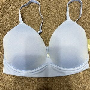 Womens Seamless Wirefree Push Up Bra Light Blue, Size XXS